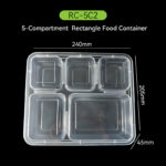 5-Compartment Disposable Food Container – Leakproof Multi-Compartment Lunch Box