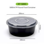 5000ml Plastic Round Food Storage Bowl for Catering, Meal Prep & Bulk Packaging
