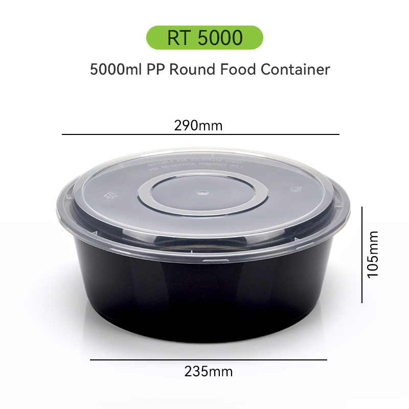 1250ml Disposable Plastic Round Container with Dome Lid for Takeaway 14 5000ml Plastic Round Food Storage Bowl