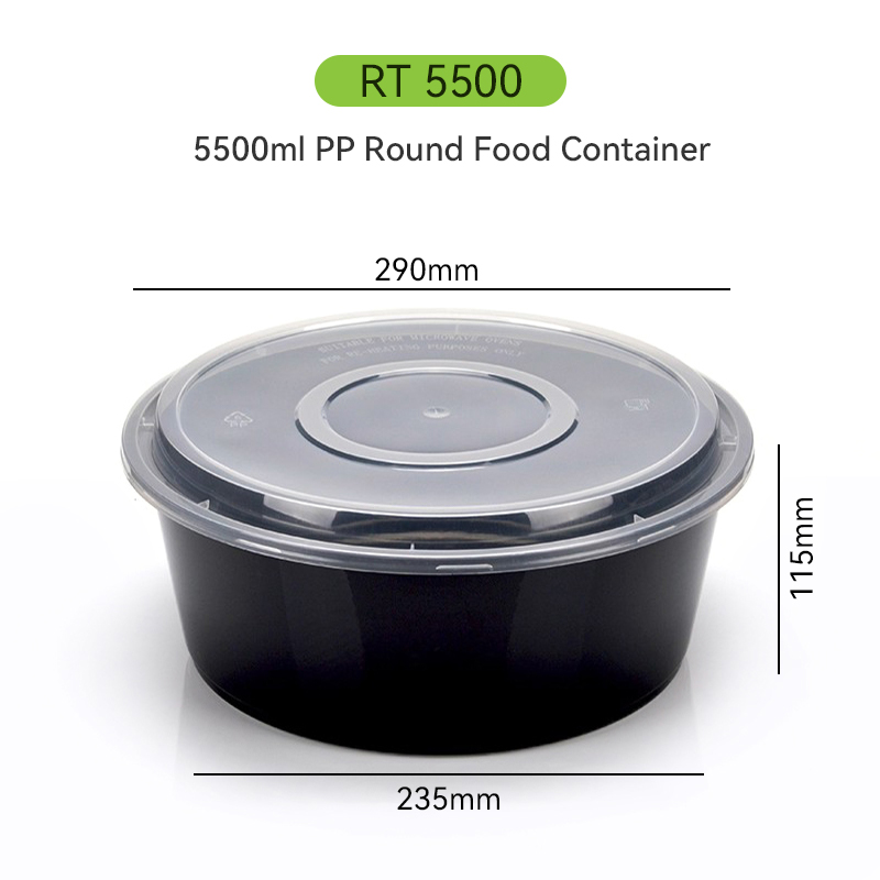 1250ml Disposable Plastic Round Container with Dome Lid for Takeaway 15 5500ml Jumbo Disposable Food Container