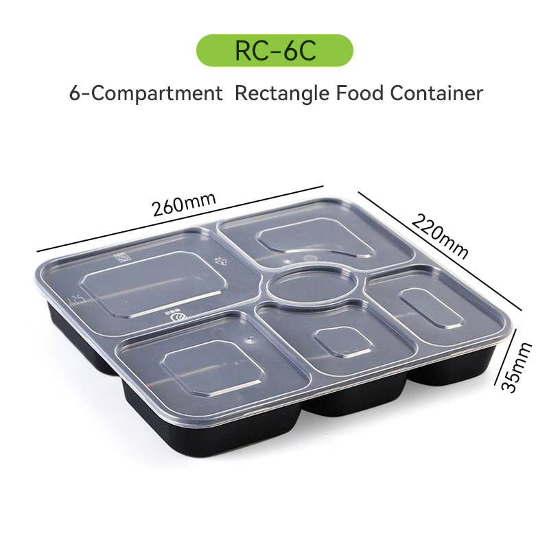 6-compartment PP food container