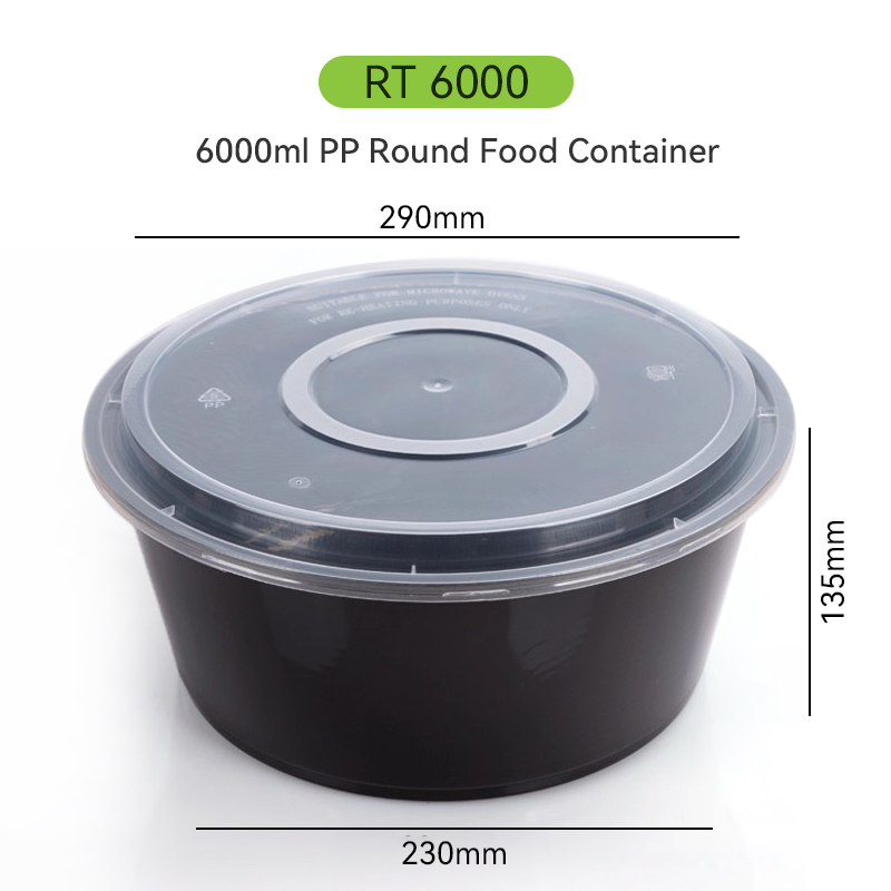 1250ml Disposable Plastic Round Container with Dome Lid for Takeaway 16 6000ml Super Large Plastic Round Bowl