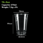 78-9oz PET/RPET Cup (270ml): Sustainable, Customizable Packaging for Cold Beverages