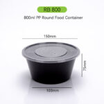 800ml Round Plastic Packaging Bowl – Microwave Safe Leakproof Takeaway Container