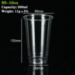 90-16oz PLA Cup (500ml): Sustainable & Customizable Beverage Packaging