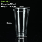 Premium 90-16oz PET/RPET Cup (500ml): Eco-Friendly Packaging for Refreshing Drinks