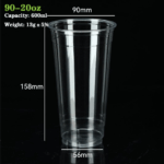 90-20oz PET/RPET Cup (600ml): Versatile and Eco-Friendly Packaging for Cold Beverages