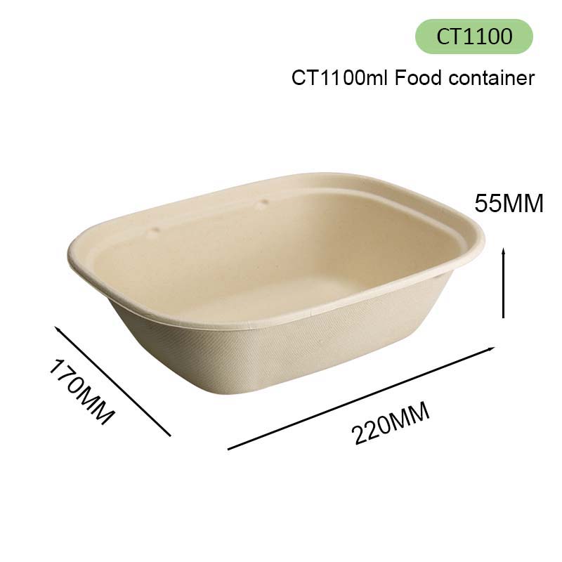 CT850 Bagasse Takeaway Box--850ml Food Container 3 CT1100ml Food cobtainer