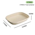 CT850 Bagasse Takeaway Box–850ml Food Container