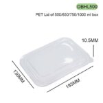 DBHL500 PET Lid for DBH Series Food Containers (450ml–1000ml)