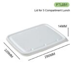 FTL051 Bagasse Lid — Eco-Friendly Cover for 5-Compartment Takeaway Box
