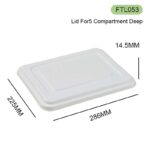FTL053 Bagasse Lid — Eco-Friendly Cover for 5-Compartment Takeaway Box