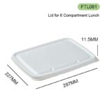 FTL061 Bagasse Lid — Eco-Friendly Cover for 6-Compartment Takeaway Box