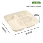 HNFT031 3-Compartment Bagasse take out Box