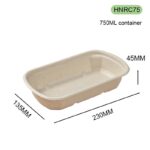 HNRC750 Bagasse Lunch Box 750ml – Eco-Friendly Takeaway Food Container
