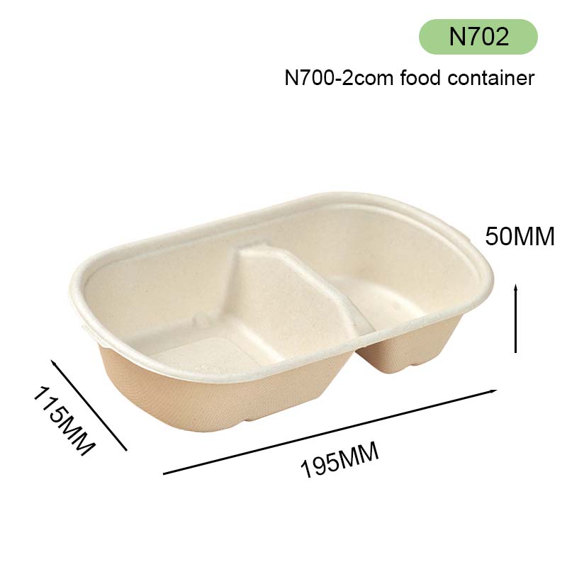 2-compartment bagasse box 700ml