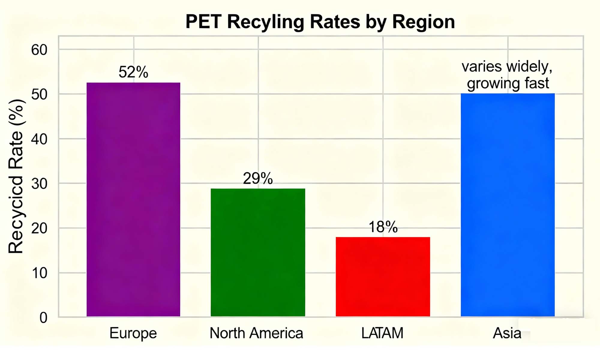 PET Recycling Rates by Region