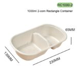 RC1000-2 Bagasse Lunch Box — Two-Compartment Eco-Friendly Takeaway Container