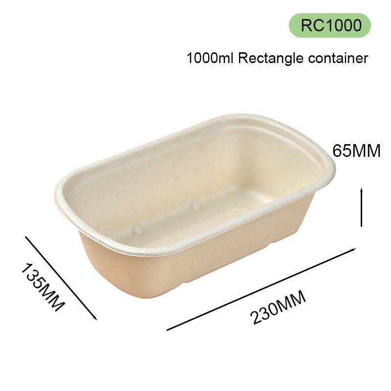 1000ml Rectangle container bagasse lunch box
