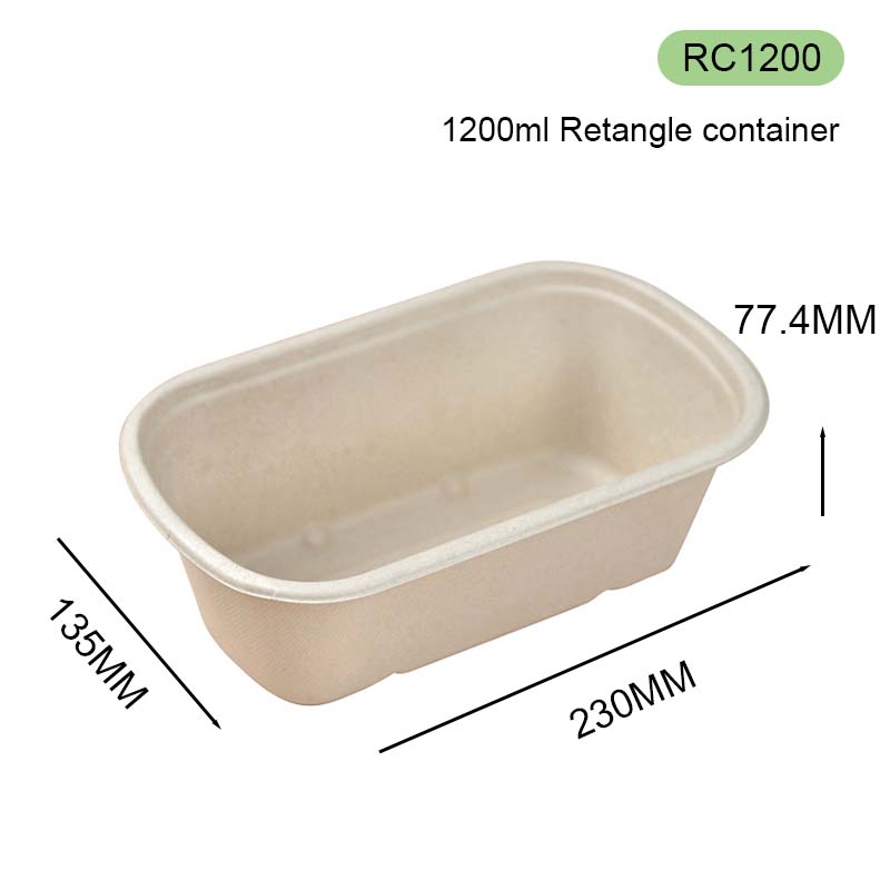 1200ml Retangle container bagasse lunch box