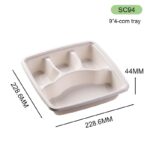 SC94 9 Inch 4-Compartment Bagasse Takeaway Box — Sustainable Takeaway Packaging