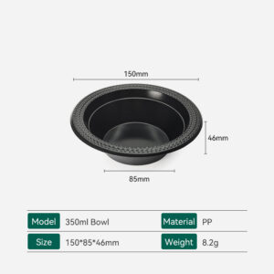 Side view of 350ml food grade plastic bowl