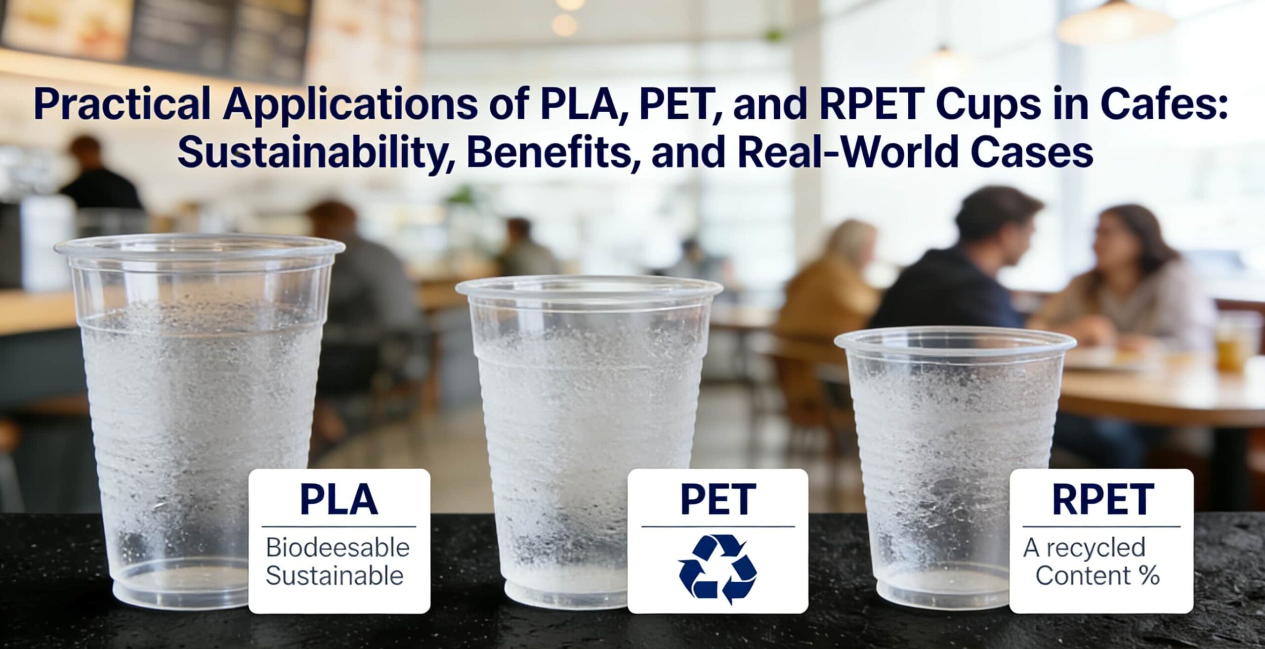 Practical Applications of PLA, PET, and RPET Cups in Cafes Sustainability, Benefits, and Real-World Cases