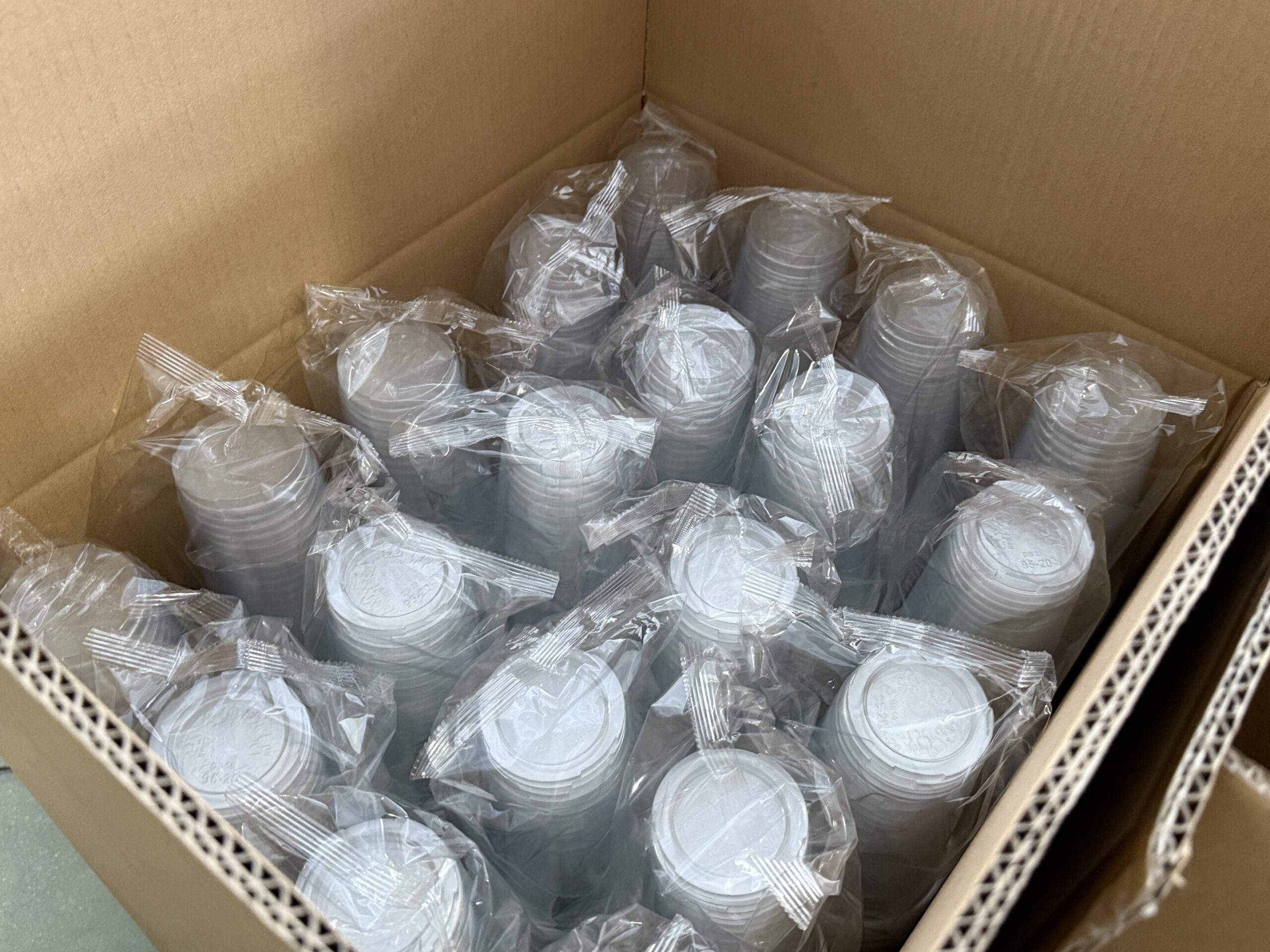 PET cups packaged