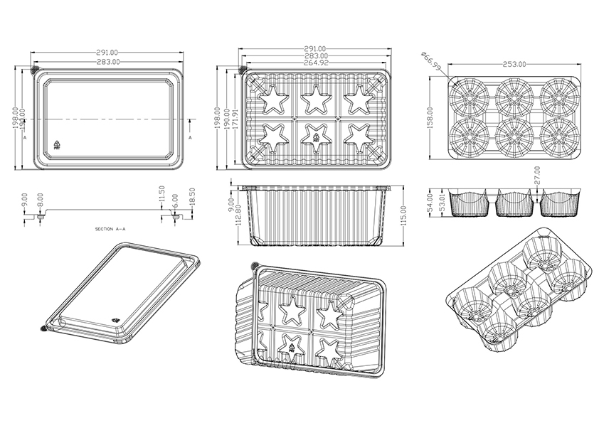 custom PP compartment tray