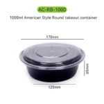 Disposable PP Food Bowl 1000ml with Lid
