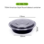 Disposable PP Food Bowl 750ml with Lid