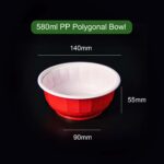 Textured Honeycomb PP Takeaway 580ml Red Bowl – Lightweight, Stackable