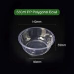 Textured Honeycomb PP Takeaway 580ml Transparent Bowl – Lightweight, Stackable