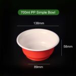Thermoformed PP Food Red Bowls with Lids 700ml |Clear & Dual-Color
