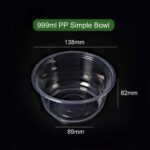 Thermoformed PP Food Bowls with Lids 999ml |Clear & Dual-Color